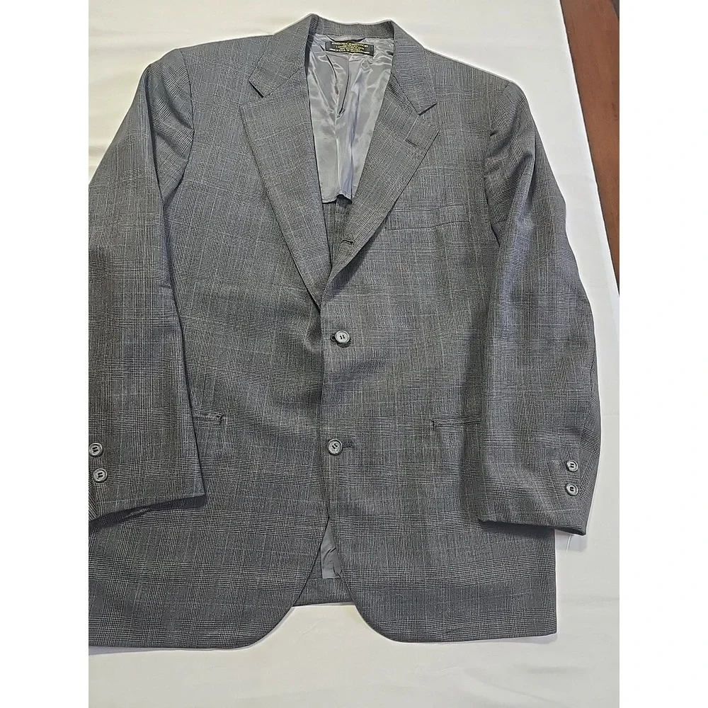 Brooks Brothers 1818 USA Made Wool 43R Suit Blazer Coat Jacket Gray Plaid Mens